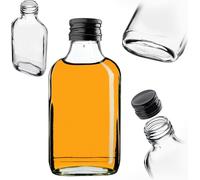 KADAX Flachmann 100ml, 10 pièces, petites bouteilles en verre avec bouchon à vis, flacons, bouteilles vides à remplir, mini bouteilles de liqueur, bouteilles d'alcool, noir