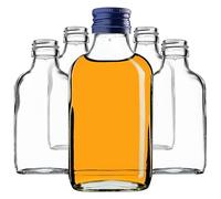 KADAX Flasque 100ml, 10 pièces, petites bouteilles en verre avec bouchon à vis, flacons, bouteilles vides à remplir, mini bouteilles de liqueur, bouteilles d'alcool (Bleu)