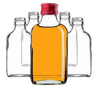KADAX Flasque 100ml, lot de 100 petites bouteilles en verre avec bouchon à vis, bouteilles vides à remplir, mini bouteilles de liqueur, bouteilles d'alcool (rouge)
