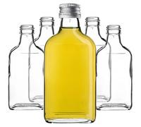 KADAX Flasque 200ml, 5 pièces, petites bouteilles en verre avec bouchon à vis, flacons, bouteilles vides à remplir, mini bouteilles de liqueur, bouteilles d'eau-de-vie (Argent)