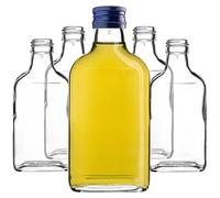 KADAX Flasque 200ml, 5 pièces, petites bouteilles en verre avec bouchon à vis, flacons, bouteilles vides à remplir, mini bouteilles de liqueur, bouteilles d'alcool (bleu)
