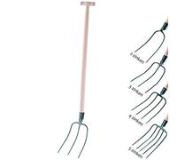KADAX Fourche à Foin, Fourche à bêcher, Fourche à bêcher, Fourche à fumier, Fourche de Jardin, Fourche en Fil de Fer avec Manche en Bois, Fourche de Jardin en Acier de Haute qualité, Fourche à fumier