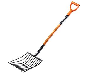 KADAX Fourche à Pommes de Terre dotée d'une Tête en Acier Trempé au Carbone et des Dents Arrondies, Outil de Jardin avec Manche Long (10 Dents)