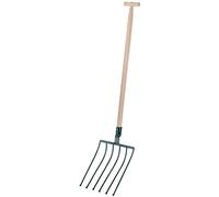 KADAX Fourche ŕ bűche avec Manche en Bois, Fourche ŕ bęche ŕ 6 Dents, Fourche ŕ Foin, Fourchette ŕ Foin, Fourchette ŕ Pommes de Terre, Fourchette en Acier, Fourchette pour Betterave, poignée en T