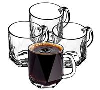 KADAX Frida Lot de 4 verres avec poignée pour thé et café, verres à thé en verre épais, tasses en verre pour boissons froides et chaudes, lot de verres pour thé, café, eau (Frida 300 ml)