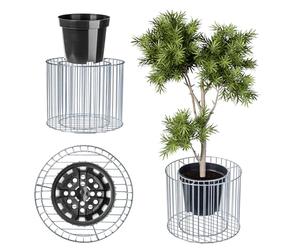 KADAX Gabion Pot de Fleurs en Acier galvanisé résistant aux intempéries pour Jardin, terrasse, Fleurs, Couloir, Pot, jardiničres, Jardins, terrasses, etc., Acier, Plastique. Ř 39 cm, H: 32 cm