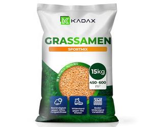 KADAX Gazon de sport, 600 m², gazon de jeu, mélange de semences, graines de gazon, graines de gazon, mélange de gazon, semences efficaces, herbe, mélange de graines de gazon (15 kg)