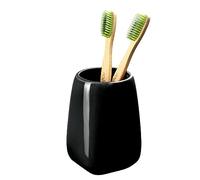 KADAX Gobelet à Brosse à Dents, 7,5 x 7,5 x 11,2 cm, gobelet en céramique, gobelet de Salle de Bain Moderne pour brosses à Dents, Dentifrice, tampons en Coton, Noir