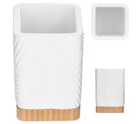 KADAX Gobelet à brosse à dents pour salle de bain - Porte-brosse à dents pour brosse à dents et dentifrice - Gobelet décoratif pour salle de bain - Blanc carré