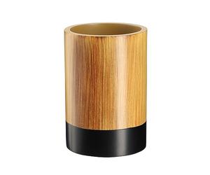 KADAX Gobelet de salle de bain, 350 ml, en polyrésine avec motif bois, 7,5 x 11 cm, porte-brosse à dents pour salle de bain et WC, gobelet hygiénique (bois noir)