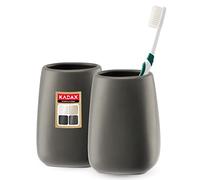 KADAX Gobelet de salle de bain, gobelet à dents en céramique, gobelet de salle de bain, porte-brosse à dents, gobelet d'eau, mat (Anthracite 2 pièces)