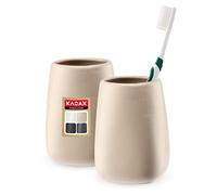 KADAX Gobelet de salle de bain, gobelet pour dents en céramique, gobelet de salle de bain, porte-brosse à dents, gobelet à eau, mat (Beige 2 pièces)