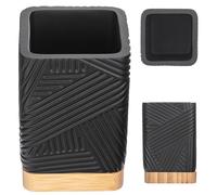 KADAX Gobelet de salle de bain pour brosses à dents, récipient, organiseur noir, bambou, carré