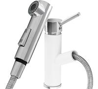 KADAX gospo Robinet de cuisine, mitigeur monocommande en trois versions de couleur, robinet d'évier extensible en laiton, robinet pour cuisine ou salle de bain, mitigeur (blanc)