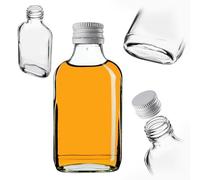 KADAX gourde plate en verre 100ml - Petites fioles à bouchon vissant pour liqueurs, alcools & décorations