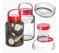 KADAX Grand Bocal de Fermentation en Verre, Récipient de Conservation avec Couvercle Hermétique, Idéal pour la Préparation de Cornichons et Choucroute (4L, Lot de 2)