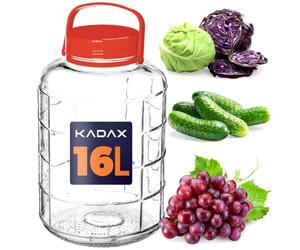 KADAX Grand Bocal de Fermentation en Verre, Récipient de Conservation avec Couvercle Hermétique, Idéal pour la Préparation de Cornichons et Choucroute (16 L)