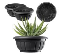 KADAX Grand Pot de Fleur 38 cm, Plastique Résistant aux Intempéries, Jardinière Ronde pour Jardin, Balcon et Terrasse - Noir