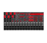KADAX Grande étagère murale à outils, système de stockage 174 x 78 cm, en plastique robuste, système modulaire résistant aux UV, plaques murales extensibles, étagère (rouge et noir, 121 pièces)