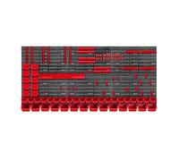 KADAX Grande étagère murale à outils, système de stockage 174 x 78 cm, en plastique robuste, système modulaire résistant aux UV, plaques murales extensibles, étagère d'atelier (rouge, 110 pièces)