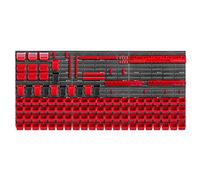 KADAX Grande étagère Murale à Outils, système de Stockage 174 x 78 cm, en Plastique Robuste, système modulaire résistant aux UV, plaques murales Extensibles, étagère d'atelier (Rouge, 130 pièces)
