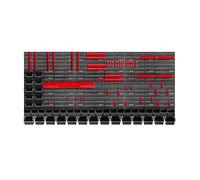 KADAX Grande étagère murale à outils, système de stockage 174 x 78 cm, en plastique robuste, système modulaire résistant aux UV, plaques murales extensibles, étagère (rouge et noir, 110 pièces)