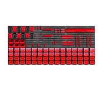 KADAX Grande étagère Murale à Outils, système de Stockage 174 x 78 cm, en Plastique Robuste, système modulaire résistant aux UV, plaques murales Extensibles, étagère (Rouge, 121 pièces)
