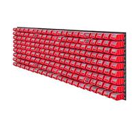 KADAX Grande étagère murale à outils, système de stockage 232 x 78 cm, en plastique robuste, système modulaire résistant aux UV, plaques murales extensibles, étagère d'atelier (rouge, 180 pièces)