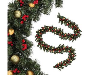 KADAX Guirlande de Noël, guirlande décorative pour escaliers et cheminées, 260 cm de long, guirlande de pin artificiel en film PVC, décoration de Noël (éclairs)