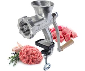 Kadax - Hachoir à viande en fonte - 6 tailles - Machine à viande, manuelle, vintage, avec pince de table - Broyeur galvanisé (taille 8)