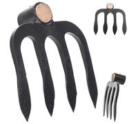 KADAX Hachoir de pommes de terre à 4 dents, hachoir de jardin en acier forgé, talon de fumier pour jardinage, outils de jardinage, hachoir pour jardin (sans tige)
