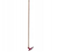 KADAX Pioche avec tête en métal - Pioche de jardin avec manche en bois - Pioche pour enlever les mauvaises herbes - Accessoire de jardin à désherber (demi-circulaire, largeur 18 cm, rouge)