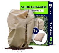 KADAX Housse de protection pour plantes, 200 x 240 cm, 1 pièce, avec fermeture éclair et cordon de serrage, en non-tissé 80 g/m², protection hivernale