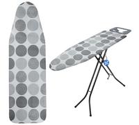 KADAX Housse de table à repasser, avec cordon de serrage, pour un repassage plus rapide, universelle, en 2 tailles, en coton, cercle gris, 112 x 32 cm