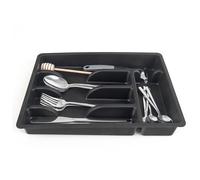 KADAX Insert de tiroir, 5 compartiments, organiseur robuste pour tiroirs, range-couverts (noir)