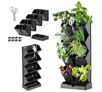 KADAX jardin tour de plantation en plastique robuste, pot colonne avec support, en 2 variantes de couleurs, pour balcon, terrasse, cuisine et jardin (anthracite)