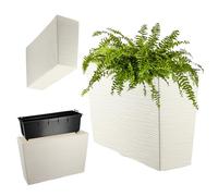 KADAX Jardiničre en Plastique, 18,5 x 55,7 cm, 5 Couleurs, Pot de Fleurs avec Bandes d'irrigation, Jardiničre de Balcon avec Insert, Cube de Fleurs (rectangulaire, Motif rainuré, crčme)