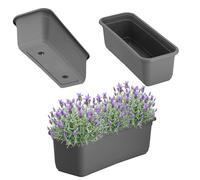 KADAX Jardinière 40 cm anthracite - Jardinière de balcon en plastique de haute qualité pour intérieur et extérieur, pot de fleurs pour balcon, terrasse, rebord de fenêtre