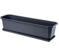 KADAX Jardinière 60 cm Anthracite - Jardinière avec Soucoupe - Pot de Fleurs rectangulaire en Plastique - Pot de Fleurs pour intérieur et extérieur - Balcon et terrasse