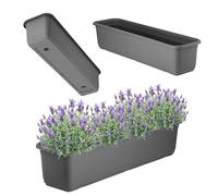 KADAX Jardinière 60 cm anthracite - Jardinière de balcon en plastique de haute qualité pour intérieur et extérieur, pot de fleurs pour balcon, terrasse, rebord de fenêtre