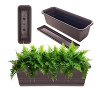 KADAX Jardinière avec soucoupe, avec ou sans supports de jardinière, pot de balcon en plastique, bac à plantes, jardinière de balustrade, pot de fleurs (moka, 50 cm), K10003