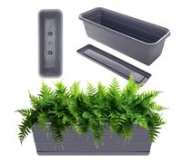 KADAX Jardinière avec soucoupe, avec ou sans supports de jardinière, pot de balcon en plastique, bac à plantes, jardinière de balustrade, pot de fleurs (anthracite, 50 cm), K9999