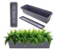 KADAX Jardinière avec sous-plateau en kit, avec ou sans supports de jardinière, pot de balcon en plastique, bac à plantes, casier de balustrade, pot de fleurs (Anthracite, 60cm)