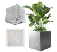 KADAX Jardinière Carrée 40 cm avec roulettes et Système de Drainage, Grand Pot de Fleurs Écologique pour Intérieur et Extérieur (Gris Clair, Effet Beton)