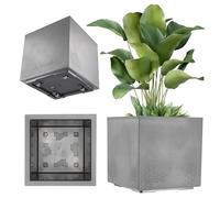 KADAX Jardinière Carrée de 40 cm, Grand Pot de Fleurs Écologique pour Intérieur et Extérieur, Bac à Fleurs vec roulettes et Système de Drainage (Gris, Effet Béton)
