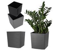 KADAX Jardinière Carrée, Grand Pot de Fleurs en Plastique pour Intérieur et Extérieur, Idéal pour la Décoration de Jardin, Terrasse et Balcon (19.5 cm, Gris)