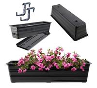 KADAX Jardinière de 60 cm, avec soucoupe et 2 poignées, anthracite, pot de balcon, en plastique, résistant aux intempéries, pot de fleurs, jardinière pour fleurs, herbes aromatiques
