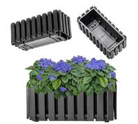 KADAX Jardinière de Balcon - 40 cm Pot de Fleurs à Aspect Lattes, jardinière avec Bouchon en Caoutchouc, Anthracite