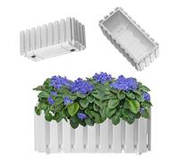 KADAX Jardinière de Balcon - 40 cm Pot de Fleurs en 2 Tailles, Pot de Fleurs à Aspect Lattes, jardinière avec Bouchon en Caoutchouc, Blanc