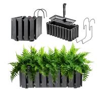 KADAX Jardinière de Balcon 40 cm - Pot de Fleurs en Plastique Aspect Lattes, Style Maison de Campagne, avec Bouchon - Anthracite